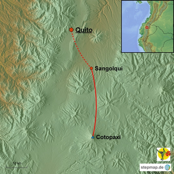 Karte Besteigung Cotopaxi Ecuador