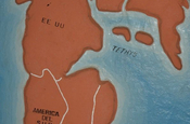 Karte Superkontinent Gondwana im Museum