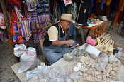 Kalk-Verkäufer auf dem Markt in Chichicastenango