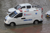 Überschwemmte Straße in Cartagena