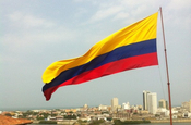Kolumbianische Fahne bei der Festung San Felipe