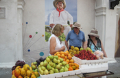 Früchtestand an der Straße in Cartagena