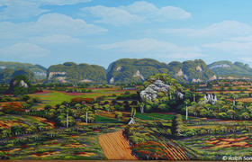 Landschaftsbild mit den Kalksteinhügeln Mogotes Viñales