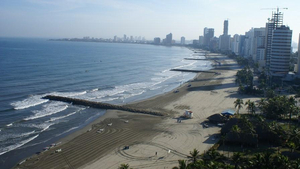 Ausblick auf den Badestrand Cartagena Kolumbien