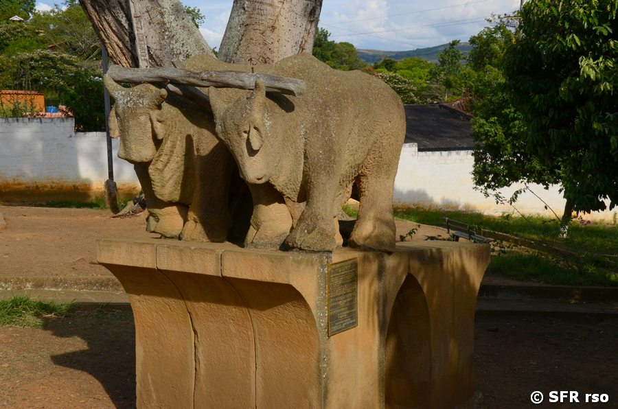 Steindenkmal Ochsen in Barichara